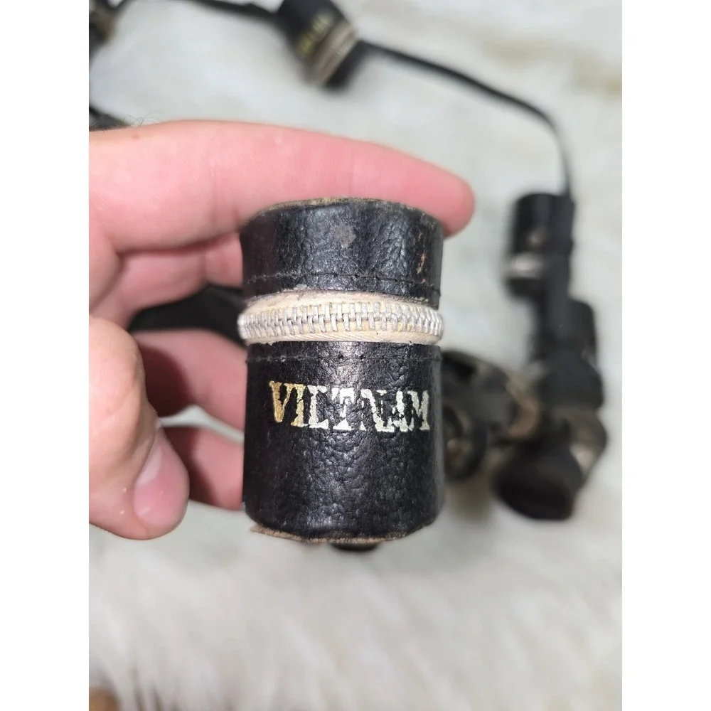 11 Vintage Sm1960's Black Leather 35mm Film Roll Holder Canister Case Zippered